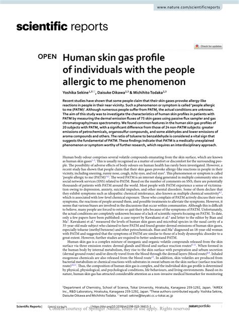 Human skin gas profile of individuals with the people allergic to .